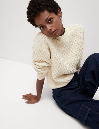 Cable Knit Embellished Jumper