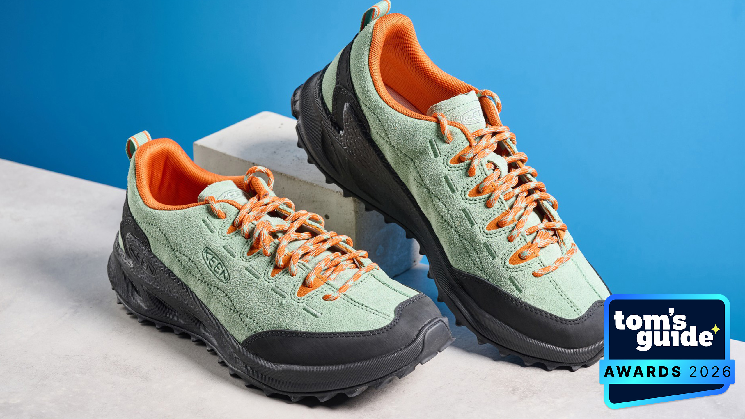 The Keen Jasper Zionic hiking boots with a TG Awards 2026 badge