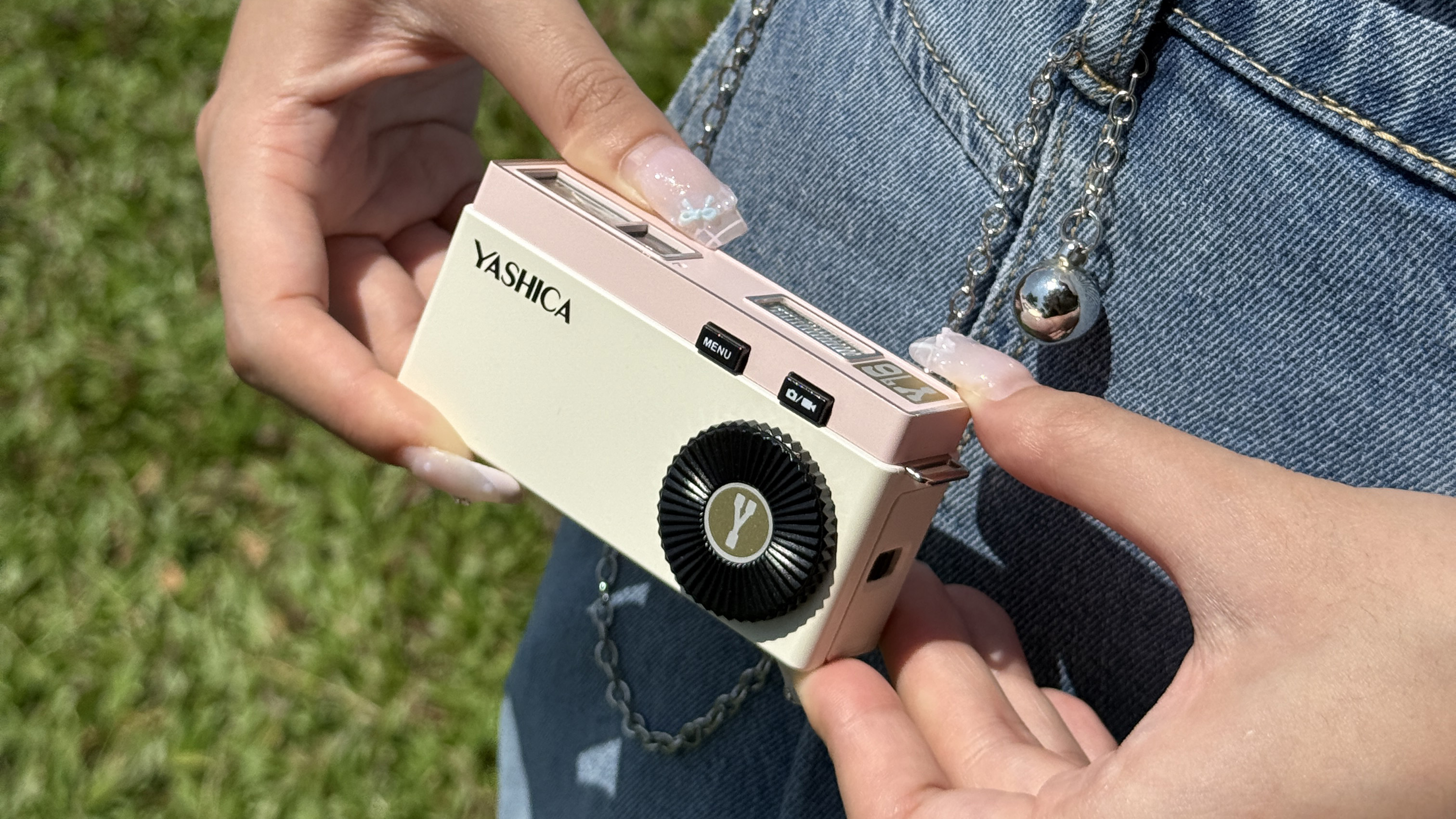 The Yashica Y16 Pocket Camera in a person's hands