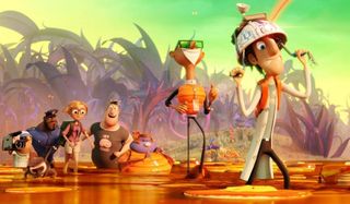Cloudy With A Chance Of Meatballs 2 Flint leads the group through a food swamp