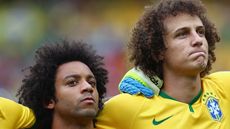 Marcelo Vieira and David Luiz of Brazil