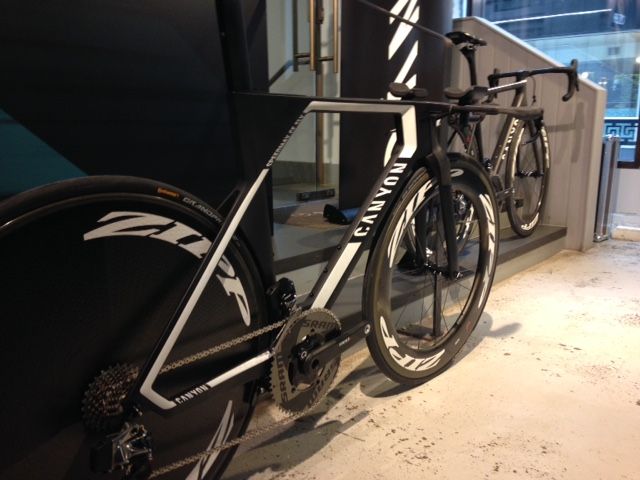 The team's new Canyon bikes were on show at the presentation