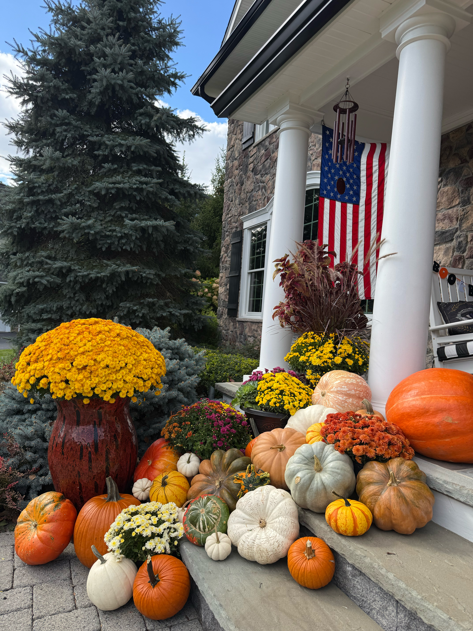 fall porch decor in situ