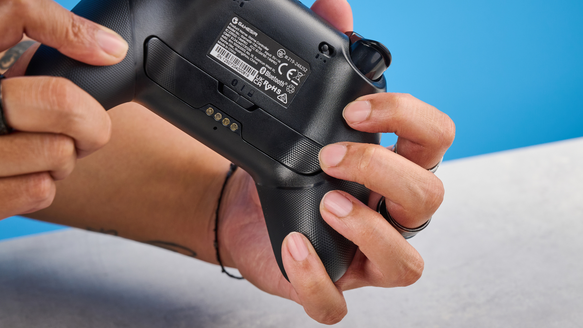 A gradient blue GameSir Super Nova wireless gaming controller