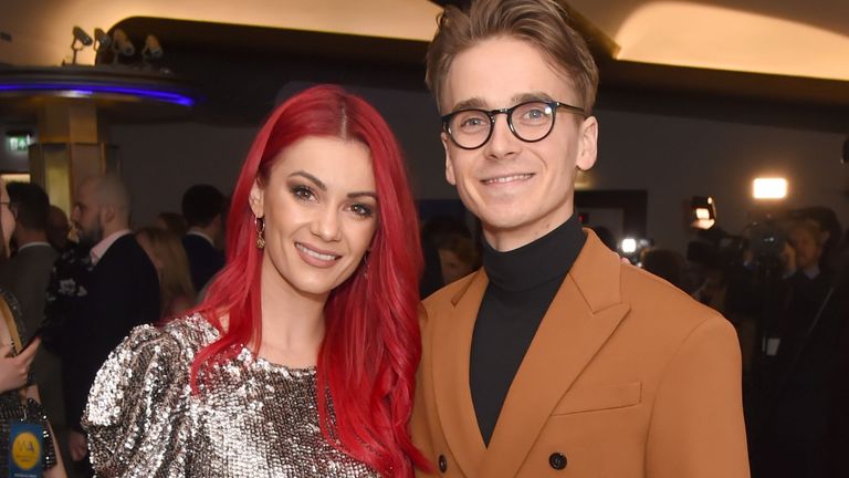 The WhatsOnStage Awards 2020 - VIP Arrivals LONDON, ENGLAND - MARCH 01: Dianne Buswell and Joe Sugg attend The WhatsOnStage Awards 2020 at The Prince of Wales Theatre on March 1, 2020 in London, England. 