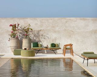 go modern furniture by pool