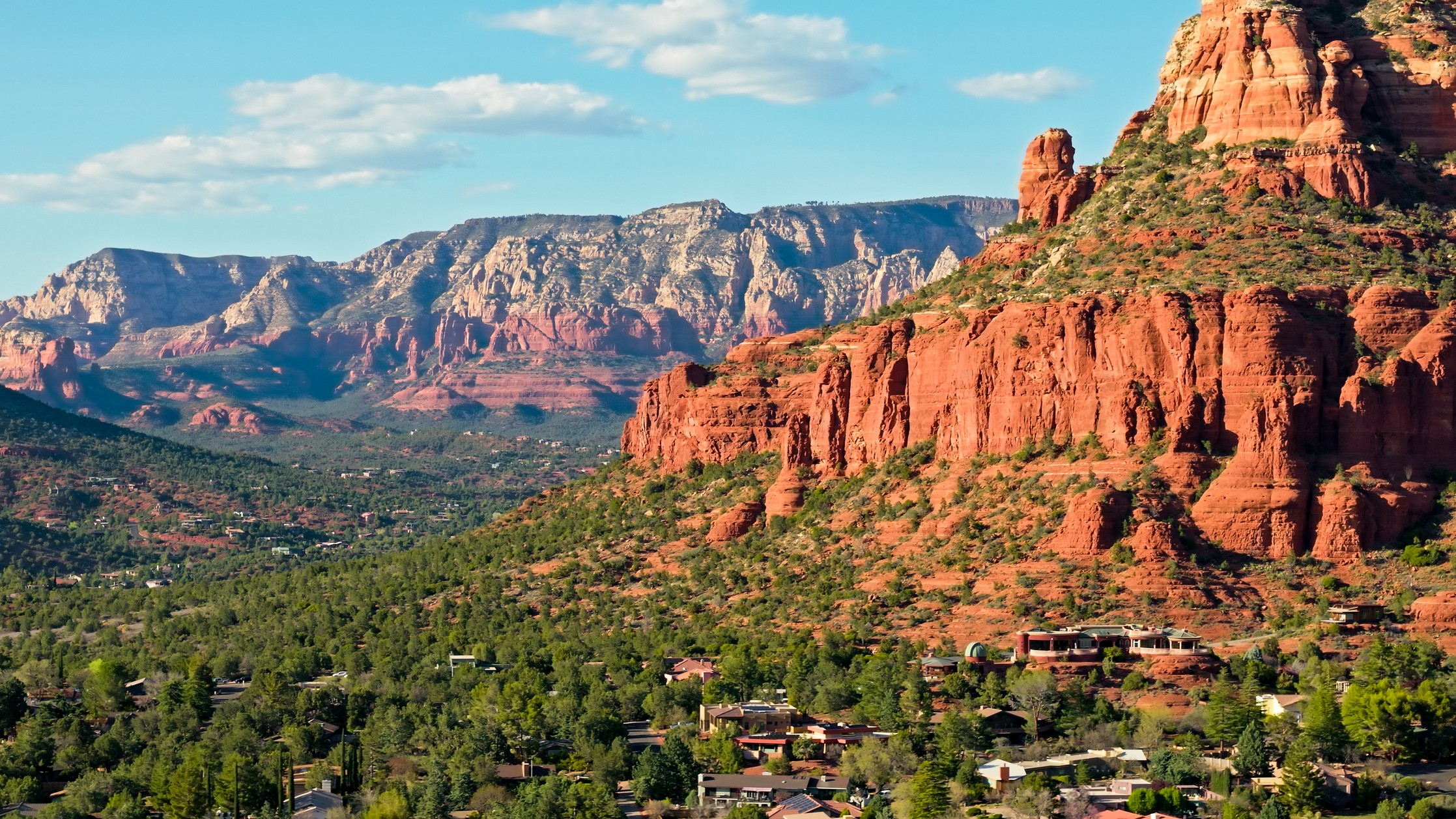 Aerial View of Houses Surrounded by Rock Formations Sedona