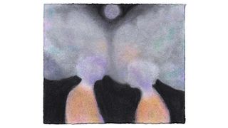 Abstract pastel drawing of two figures clouded in smoke