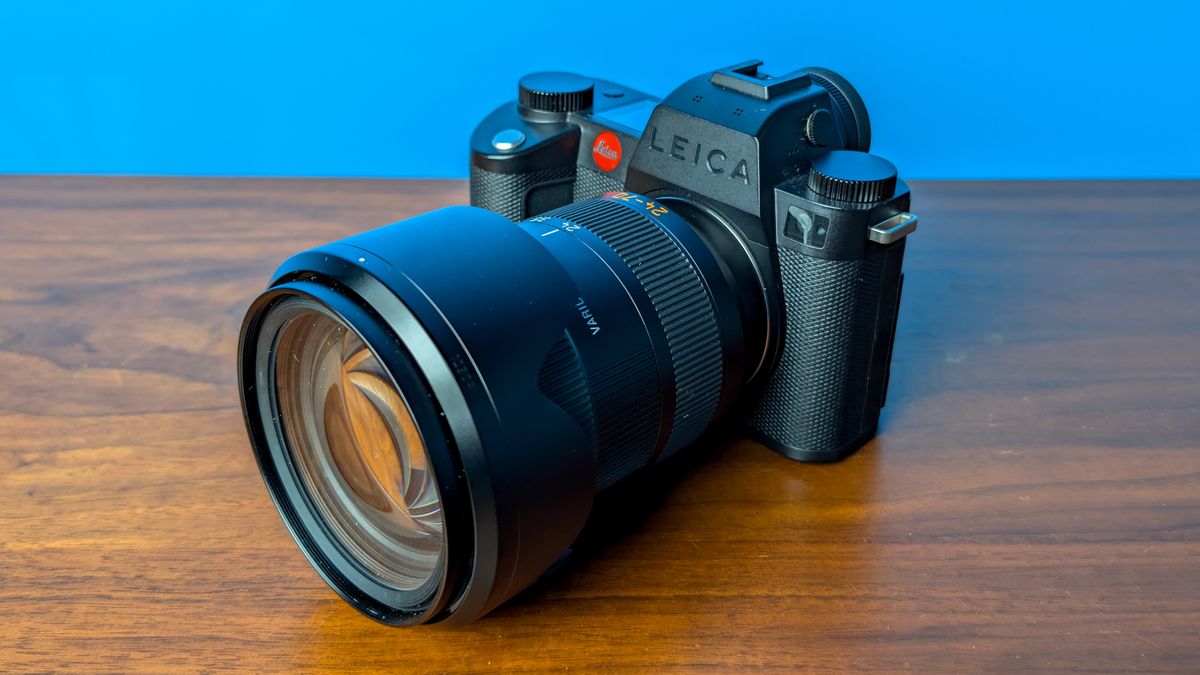 A black Leica SL3-S mirrorless camera
