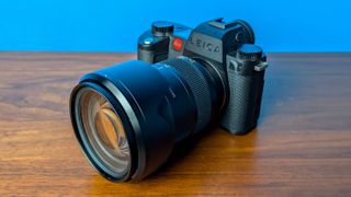 A black Leica SL3-S mirrorless camera
