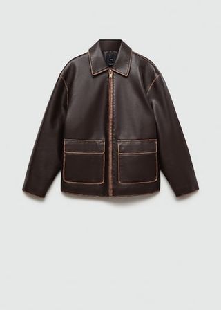 brown leather jacket