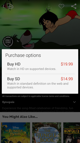 Purchase options are a straight pull from Google Play because it is a Google Play transaction.