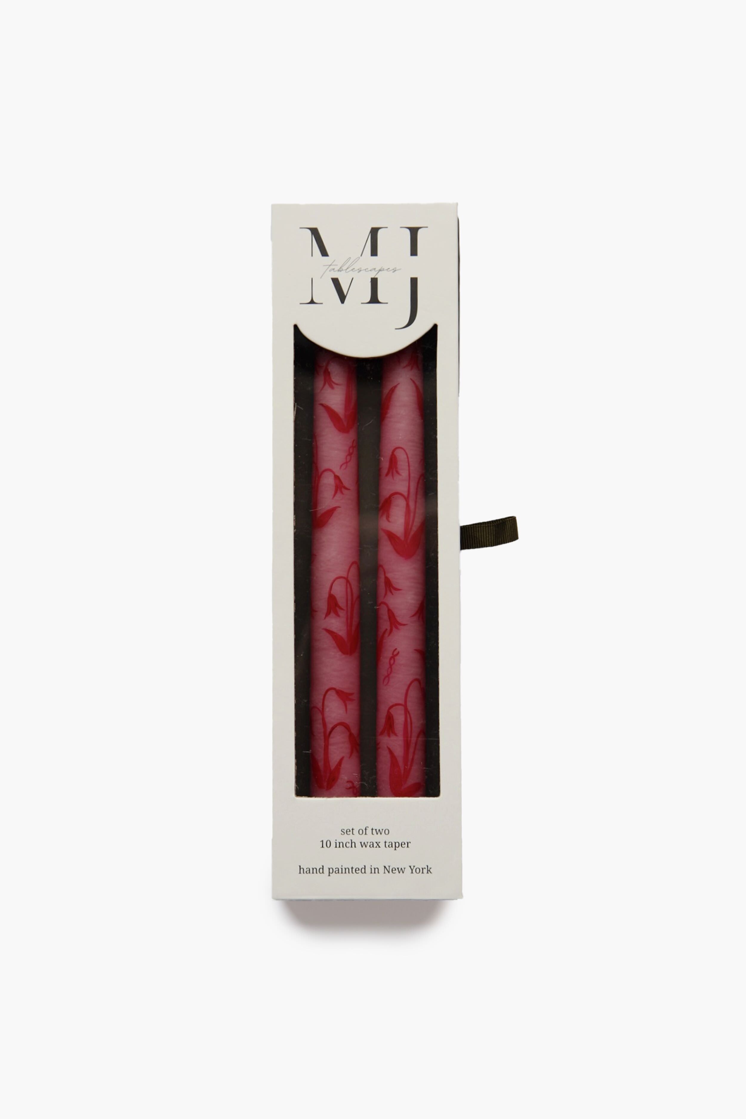 Pink Lily of the Valley Hand Painted Taper Candles (set of 2)