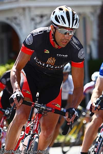 Stephan Kincaid (CRCA/Empire Cycling) leading his team through a corner