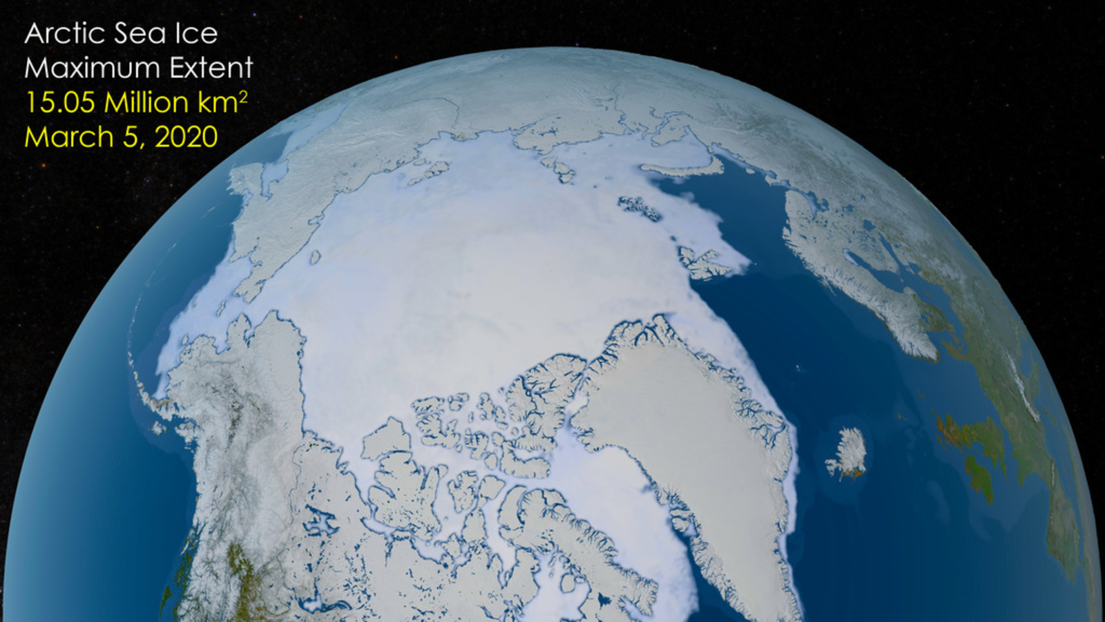 A photo of the Earth's north pole showing its sea ice