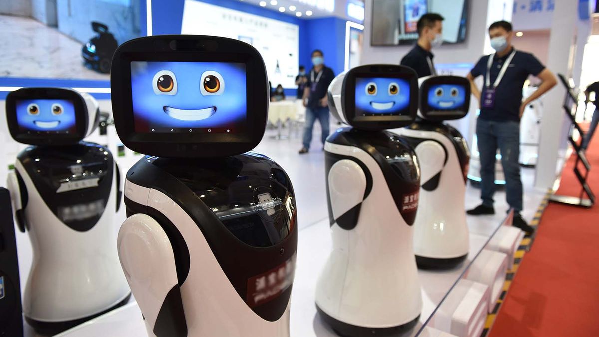 Guest Robots are seen during the world&#039;s robots competition in China in 2021