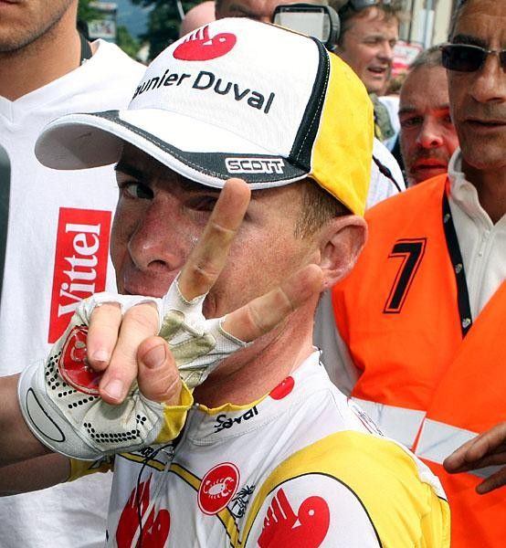 Ricc&ograve; celebrates his second win in this year's Tour.