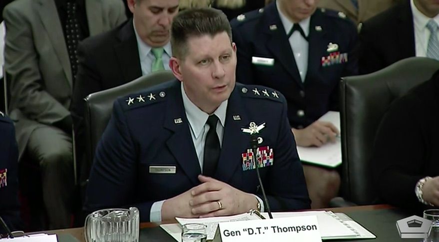 Lt. Gen. David Thompson, vice commander of Air Force Space Command, testified March 27, 2019, in front of the Senate Armed Services Committee&#039;s strategic forces subcommittee.