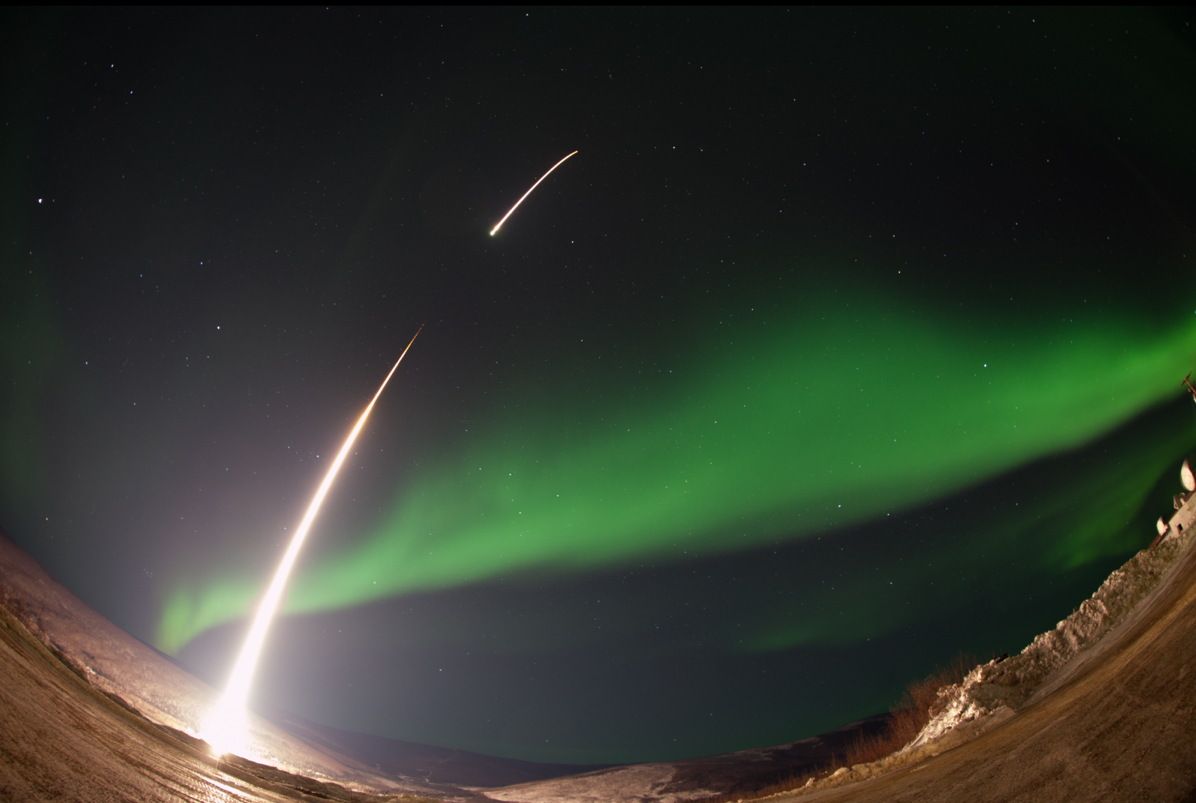 Sounding Rocket Launches Into Aurora Over Venetie, Alaska 