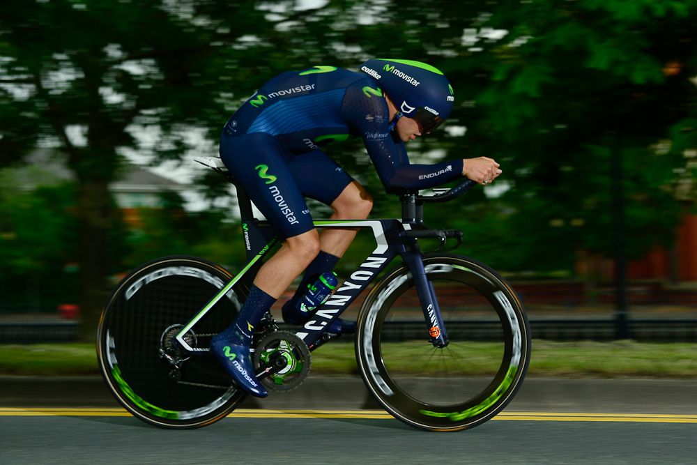 Movistar's Alex Dowsett on his way to winning his fifth British time trial title