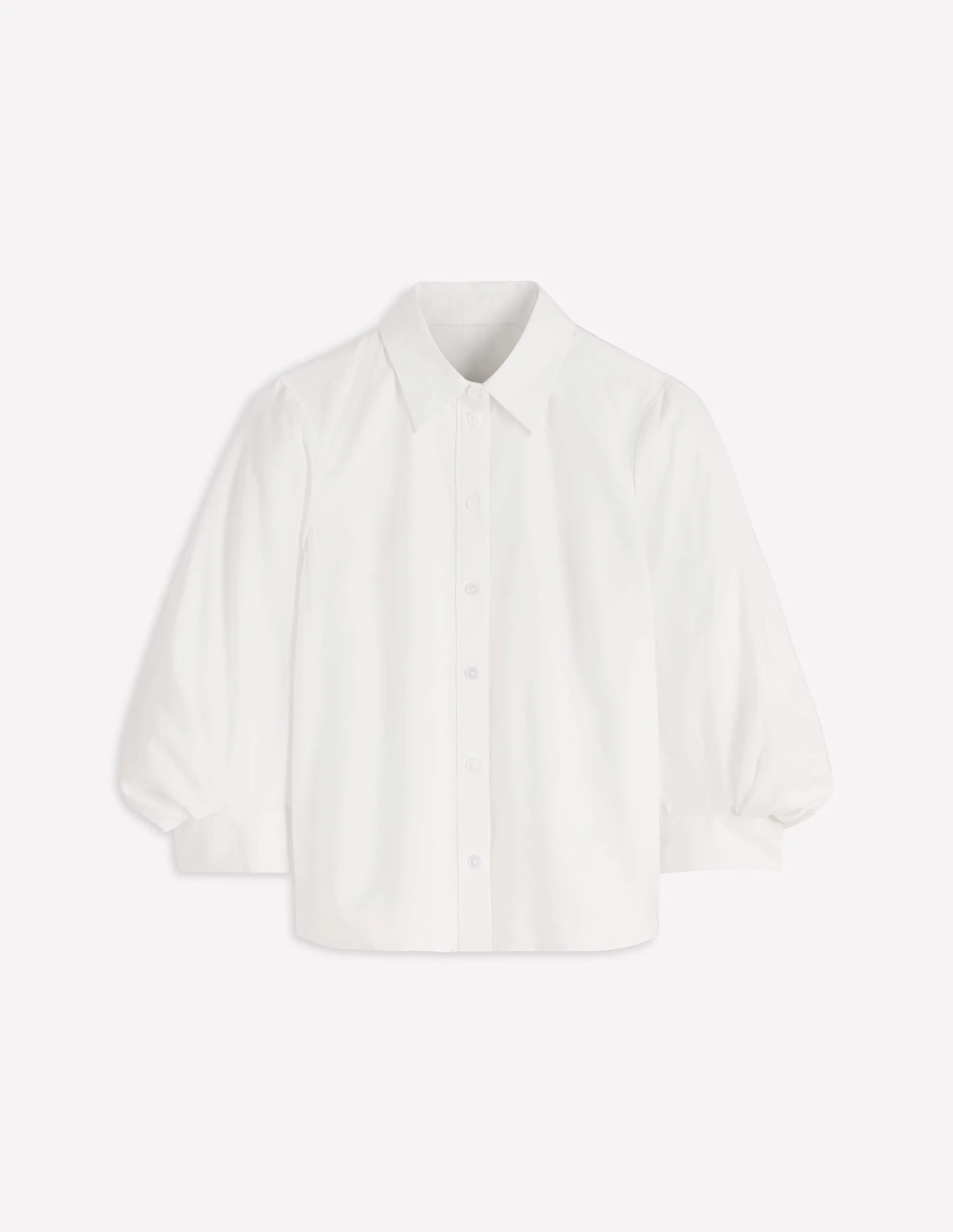 Puff Sleeve Oxford Shirt-White