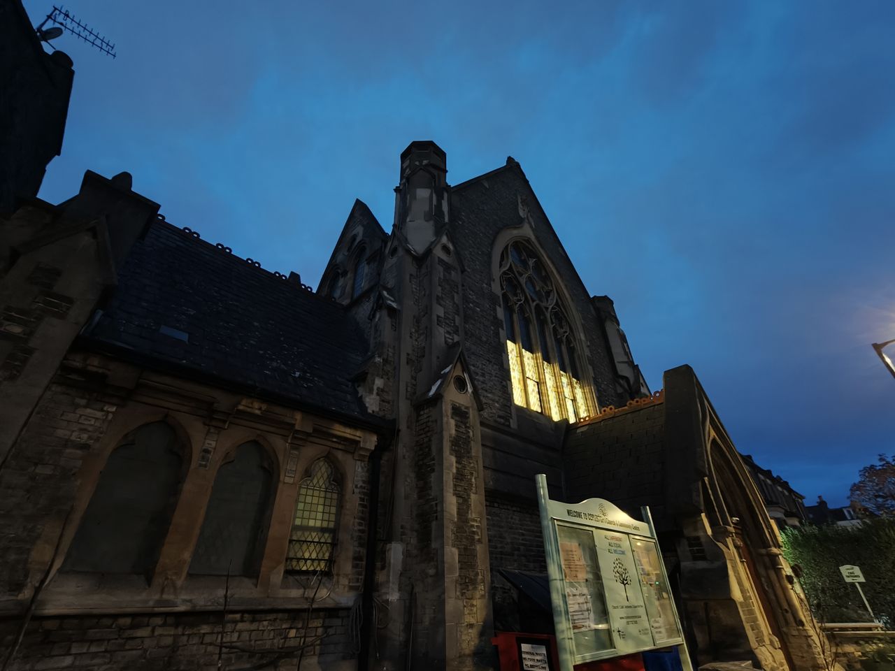 A church at dusk