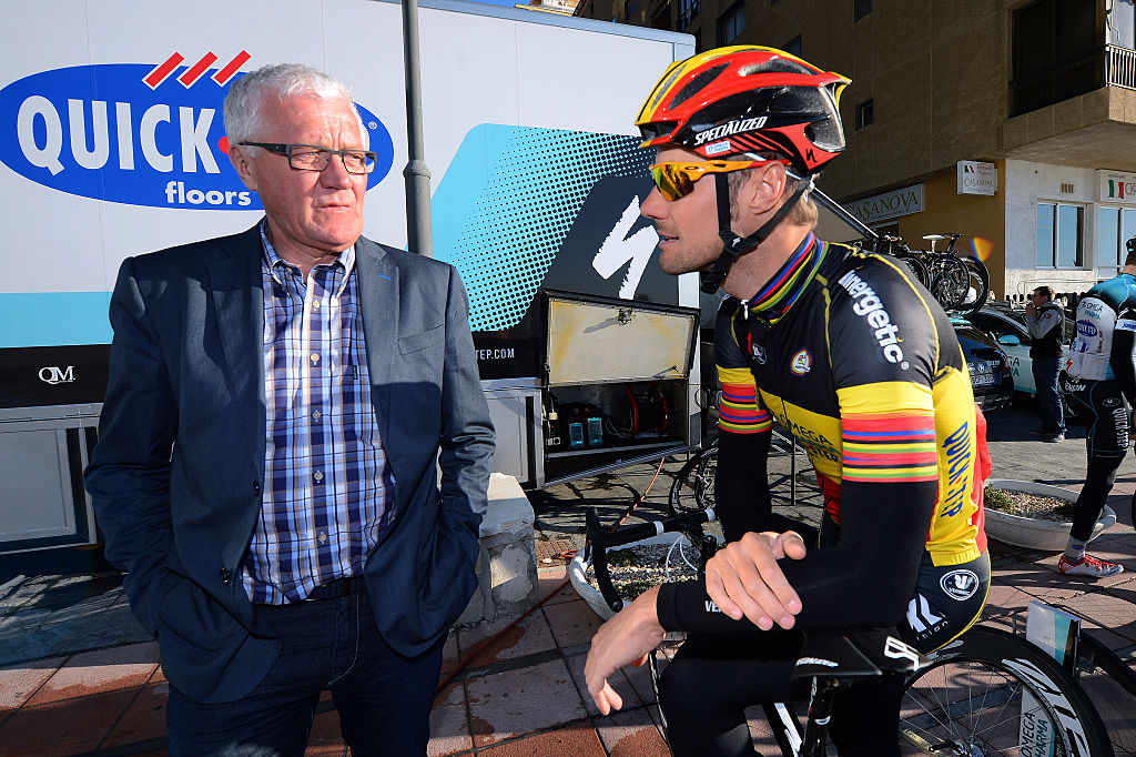 Cycling : Training Team OPQS 2013 
Patrick LEFEVERE (Bel) CEO Manager / Tom BOONEN (Bel)/ 
Team Omega Pharma Quick-Step (Bel)/ Entrainement / Ploeg Equipe /(c)Tim De Waele
