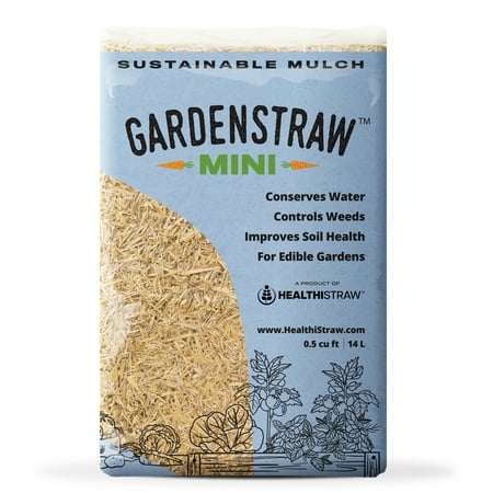 Healthistraw Gardenstraw Mini, 0.5 Cu Ft (4 Lbs) &amp;ndash; All-Natural Mulch for Gardens, Vegetables, Lawn Seeding - Water-Conserving, Weed-Suppressing Wheat Straw - Sustainably Sourced, Thoroughly Cleaned