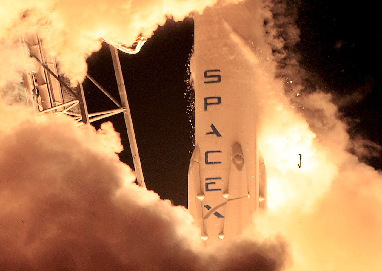 The SpaceX Falcon 9 rocket lifts off