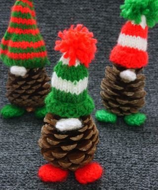 pine cones decorated for Christmas
