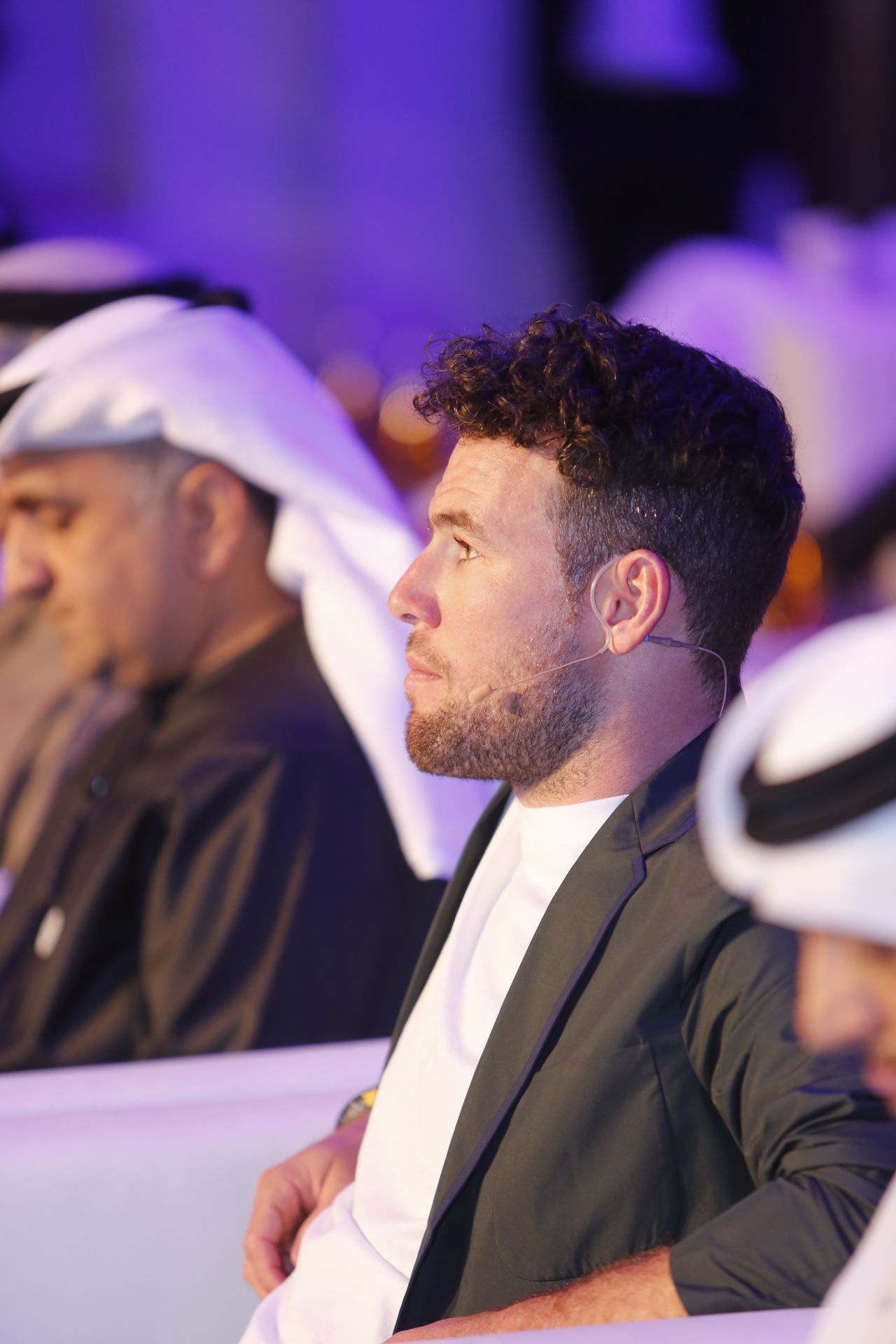 Mark Cavendish sits in the audience