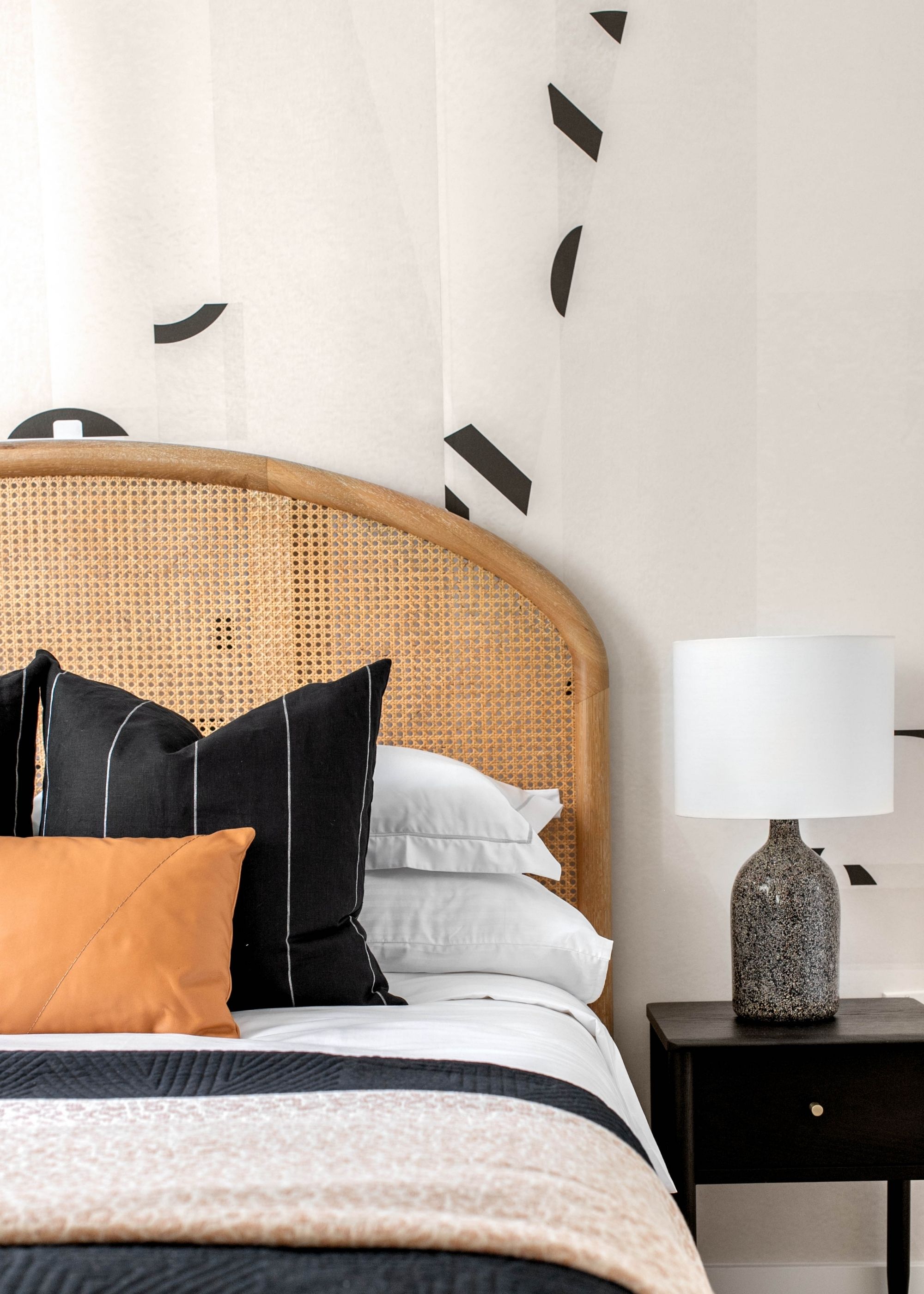 bedroom with wallpaper