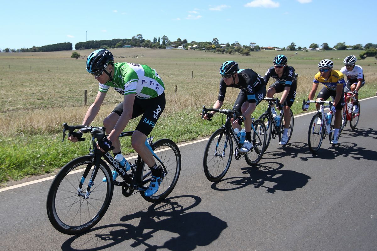 Chris Froome (Team Sky) in the green jersey for the day