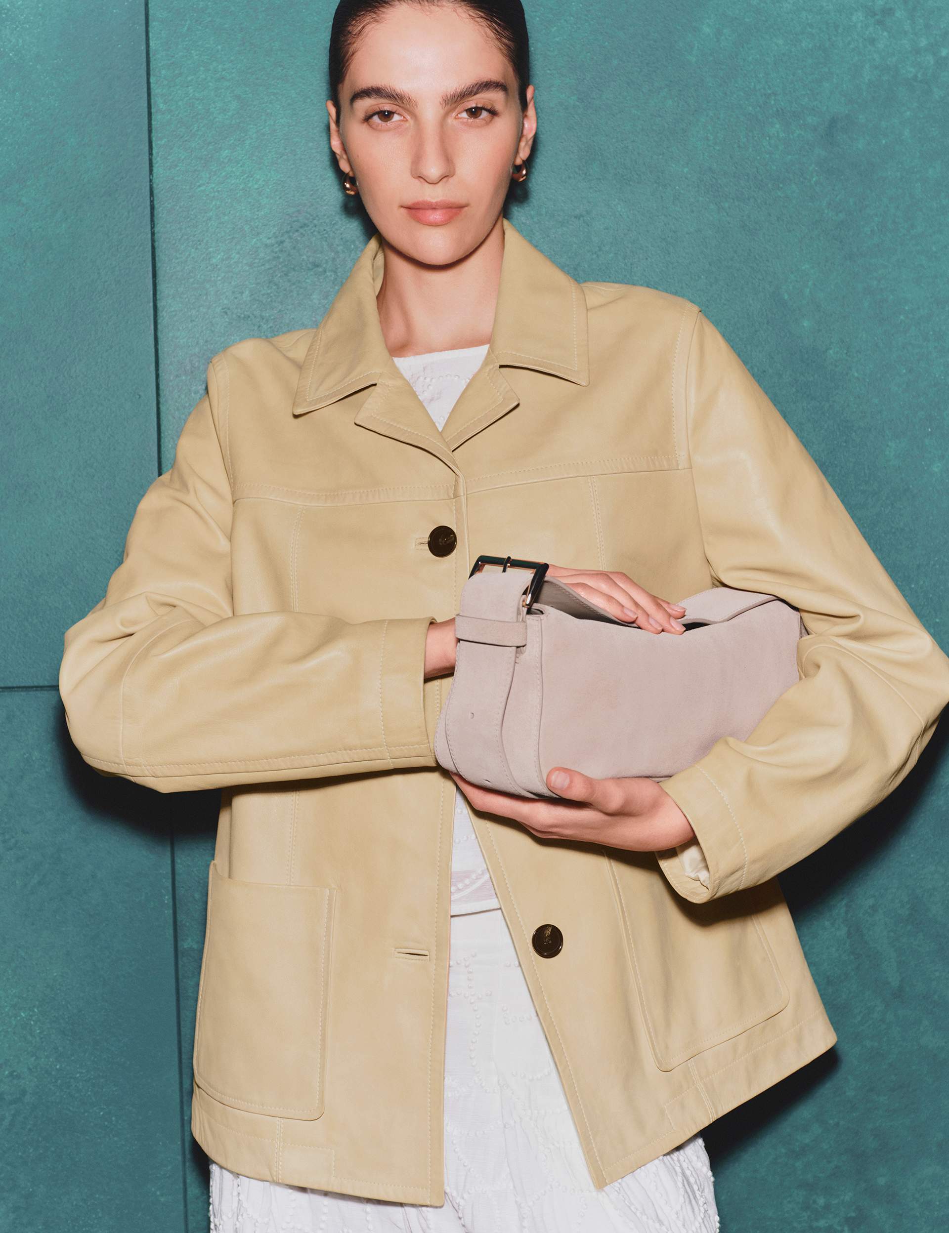 Leather Revere Collar Jacket