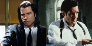 John Travolta as Pulp Fiction's Vincent Vega and Michael Madsen as Vic Vega in Reservoir Dogs