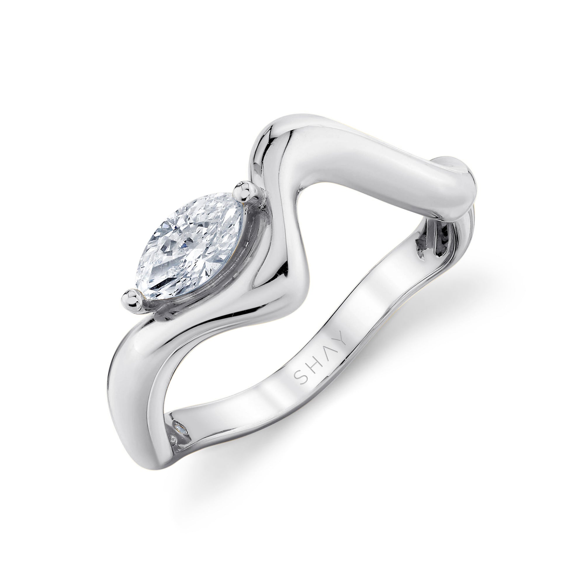 Diamond Marquise Wave Ring - White Gold/diamond / 5