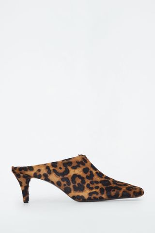 Square-Toe Leopard Pony-Hair Mules