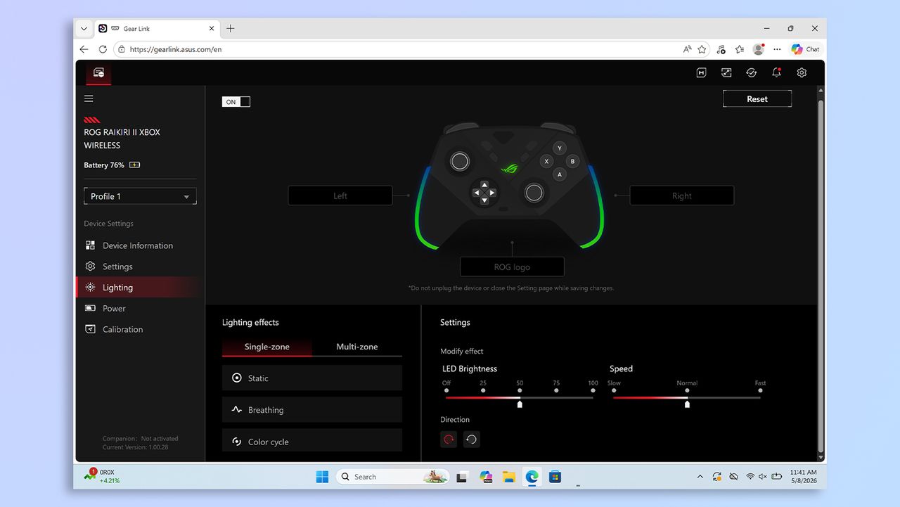Asus Gear Link web-based app screenshot