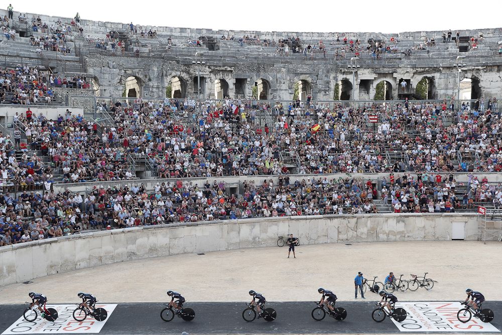 In the arena during stage 1 at the Vuelta