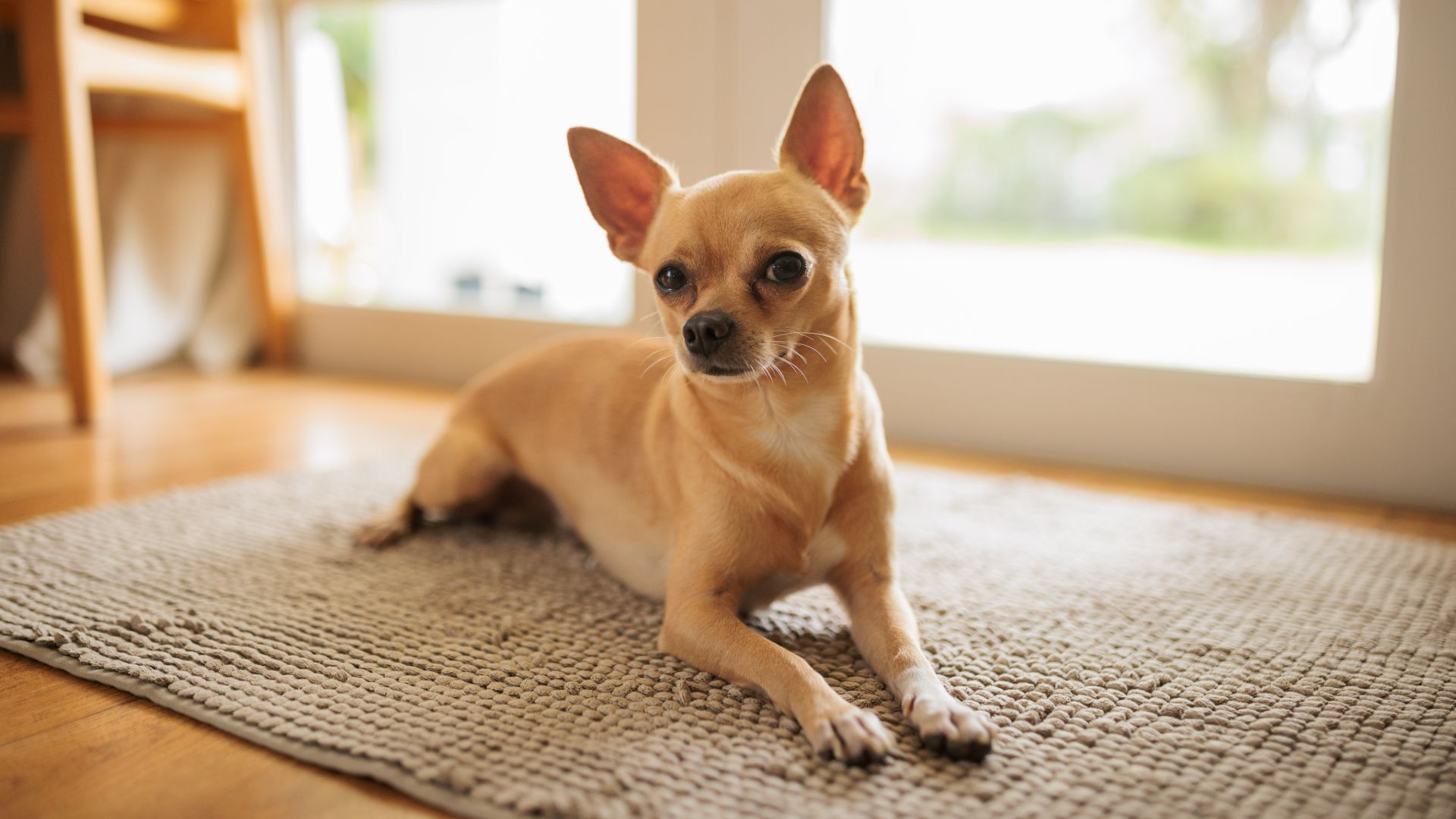 Chihuahua lying on the carpet