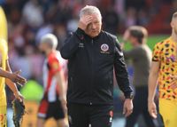  Chris WIlder manager of Sheffield United dejected during the Premier League match between Brentford FC and Sheffield United at Gtech Community Stadium on April 13, 2024 in Brentford, England. (Photo by SportImage/Getty Images)