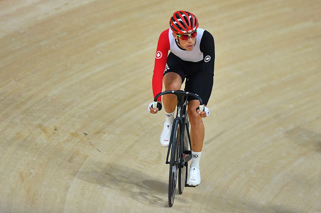 Switzerland's Gael Sutter during the elimination race