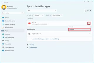 Windows 11 Settings uninstall Android apps