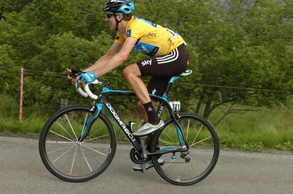Bradley Wiggins (Team Sky) on the last climb