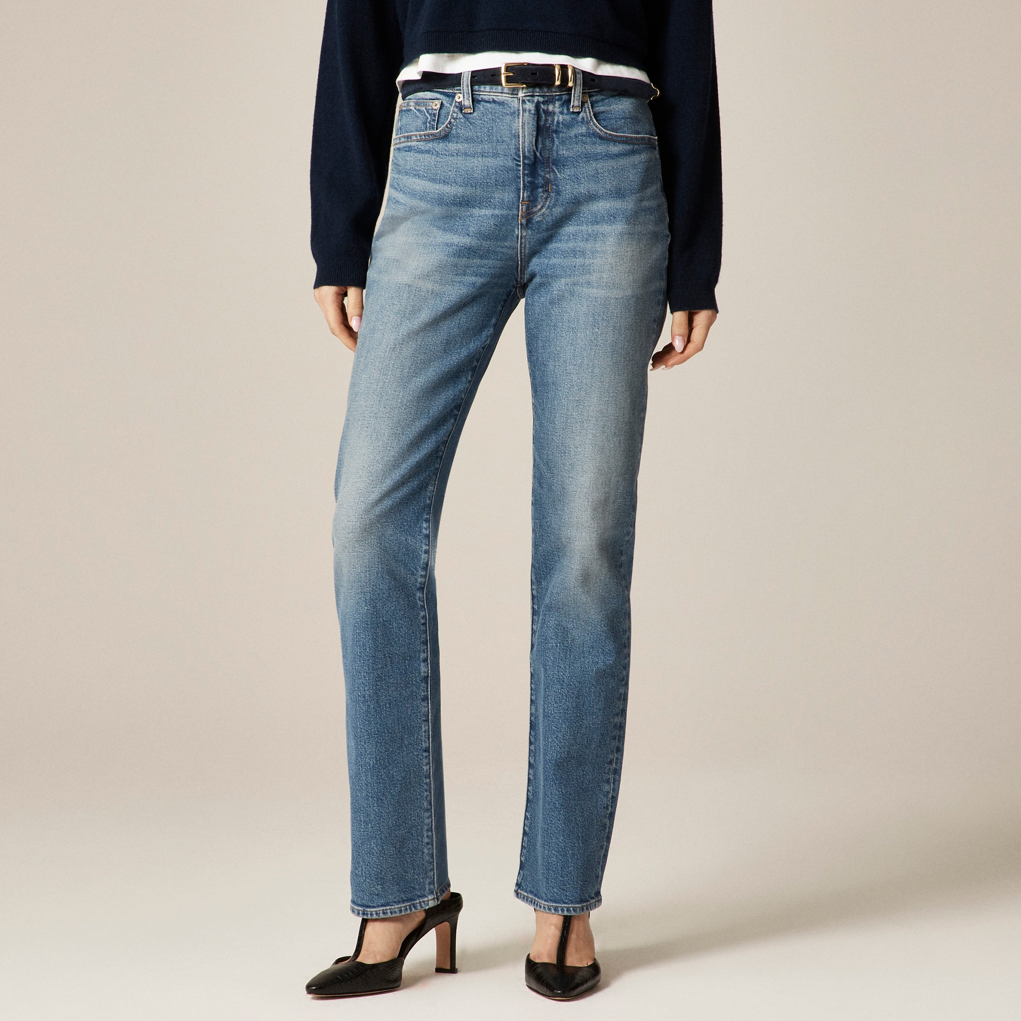 Nipped Straight Jean in Stretch