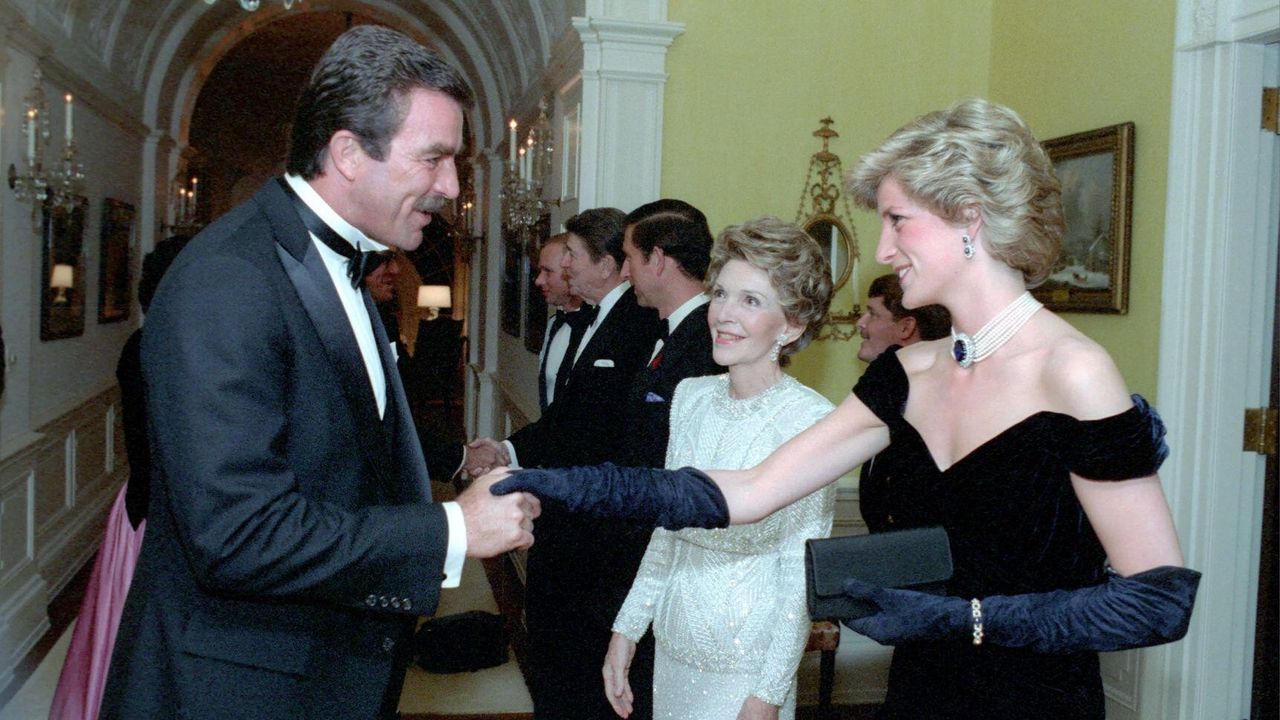 Princess Diana and Tom Selleck at the White House