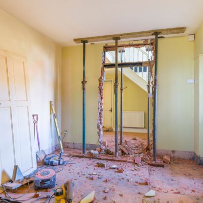 Knocking down walls during a renovation project