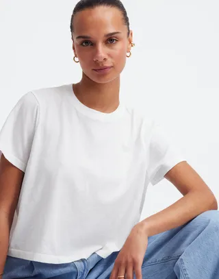 Madewell, Softfade Cotton Boxy-Crop Tee