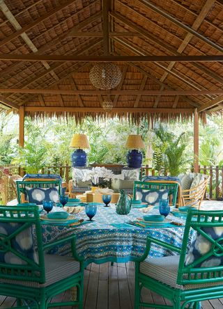 outdoor living room with tropical style cover