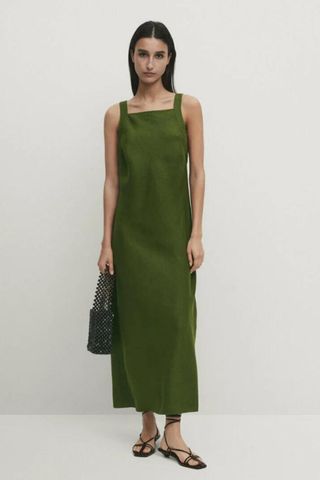 Massimo Dutti Linen Halter Dress